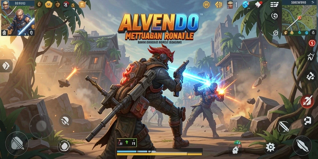 Tampilan gameplay ALVENDO dengan aksi seru dalam pertarungan Battle Royale.
