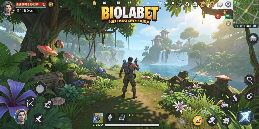 Screenshot gameplay BIOLABET menampilkan eksplorasi dunia terbuka yang penuh petualangan.