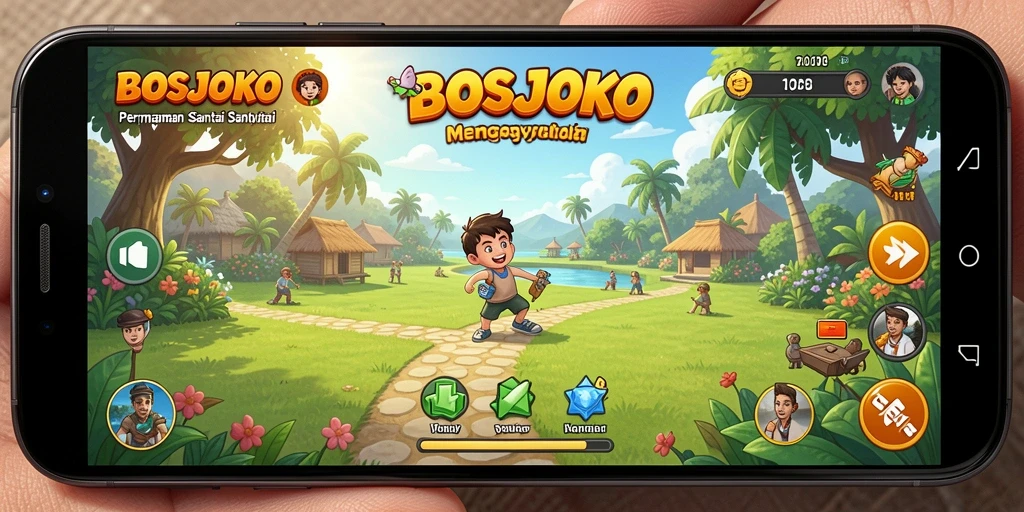 Tampilan gameplay seru dan penuh warna dari BOSJOKO.