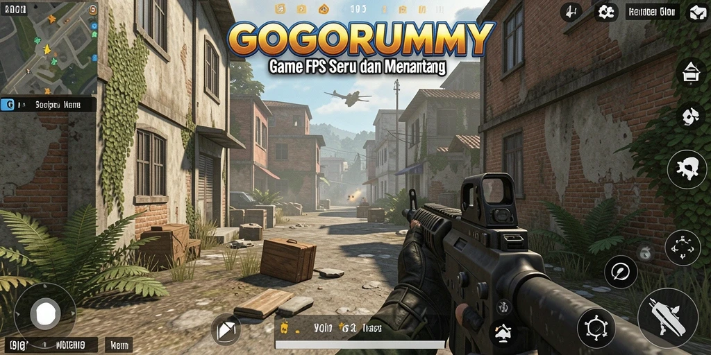 Tampilan gameplay menegangkan GOGORUMMY dengan aksi tembak-menembak yang seru.