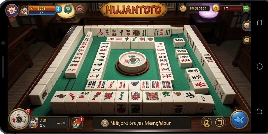 Tampilan gameplay HUJANTOTO dengan papan Mahjong yang menarik.