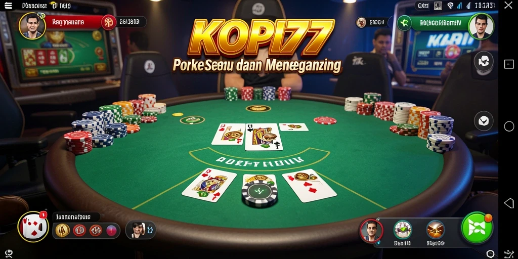 Tampilan gameplay seru dalam KOPI77 saat bermain poker.