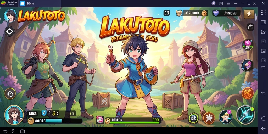 Tampilan gameplay LAKUTOTO yang menampilkan karakter anime penuh aksi.