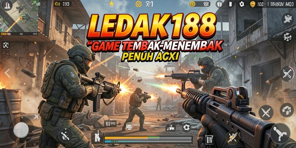 Tampilan gameplay seru di LEDAK188 dengan aksi tembak-menembak intens.