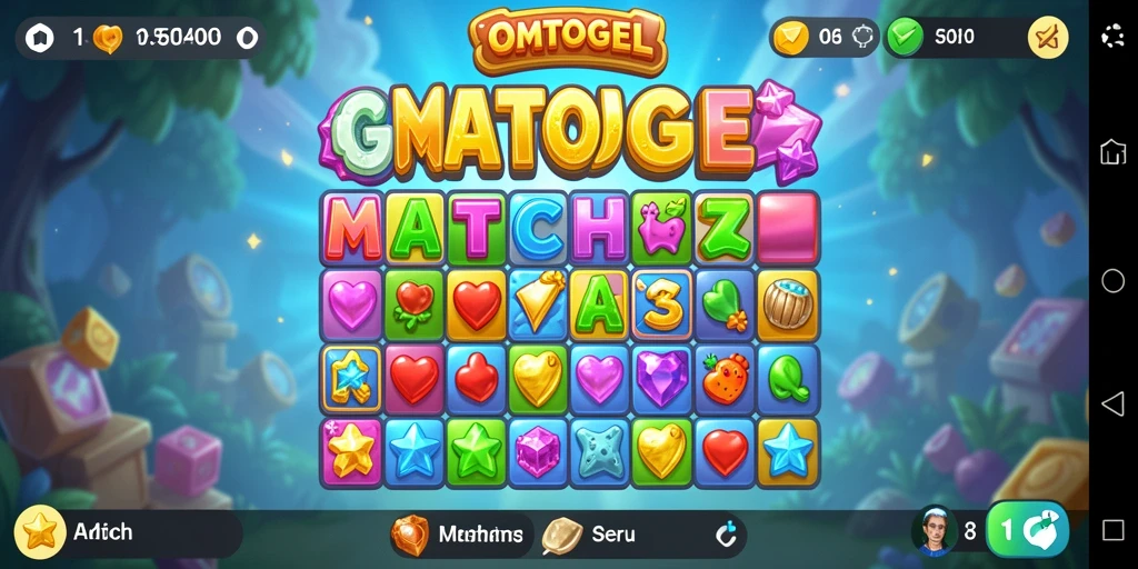 Tampilan menarik dari gameplay OMTOGEL match-3.