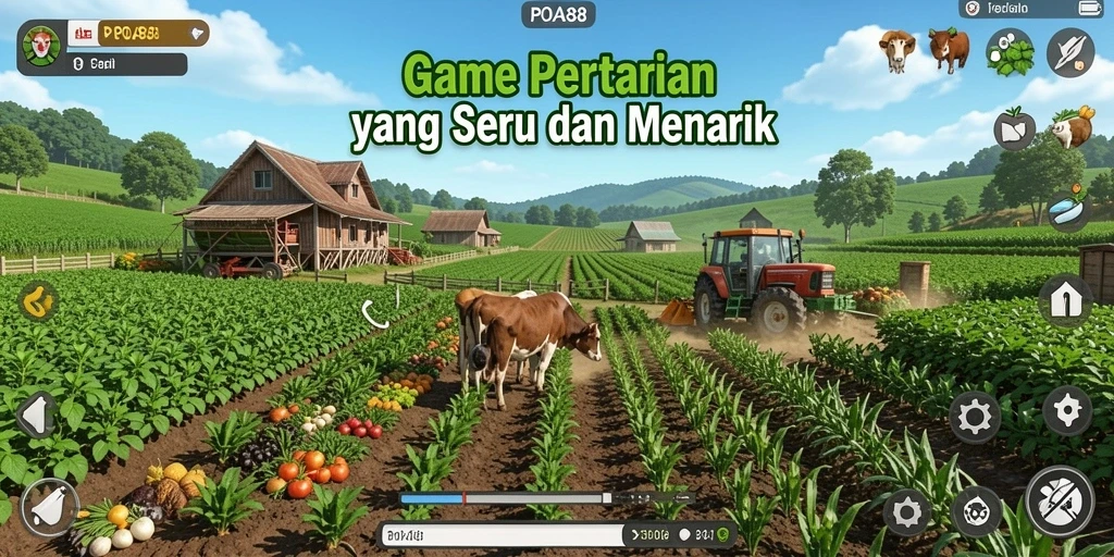 Tangkapan layar permainan POA88 dengan aktivitas bertani yang seru.