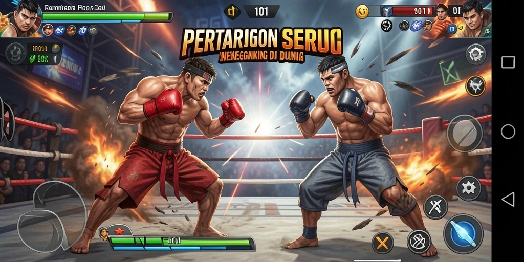 Screenshot utama REMI101 menampilkan aksi pertarungan yang intens dan mendebarkan.
